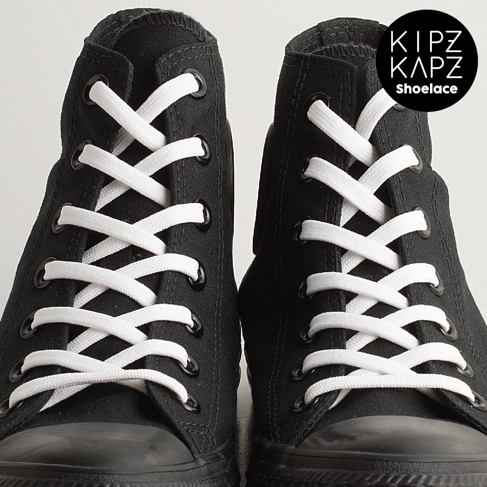 TALI SEPATU PIPIH - FLAT SHOELACE 8MM - F2 WHITE - 90CM 115CM 140CM 160CM-2