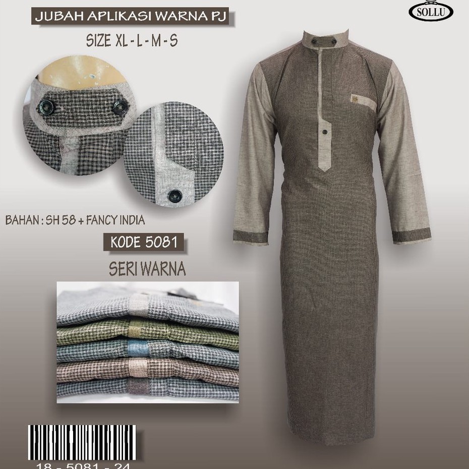Gamis/Jubah SOLLU Pria PLS APL Lengan Panjang #5081