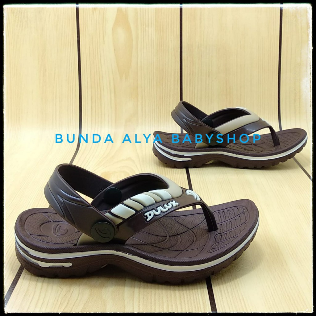 Sandal Anak Laki Jepit Tali Belakang Usia 6 Bulan 1 2 Tahun Karet COKLAT TUA Elastis - Sendal Jepit Anak Cowok Karet Anti Licin Size 20 - 25