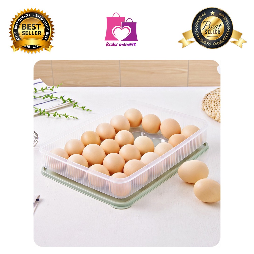 rizkyonline88 tempat box telur 24 lubang sekat tempat penyimpanan telur box egg organizer U88