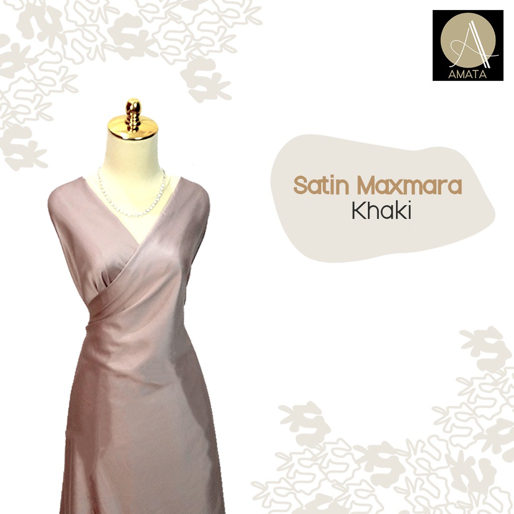 1/2 meter Kain Satin Maxmara / Sateen Velvet Premium Khaki Amata