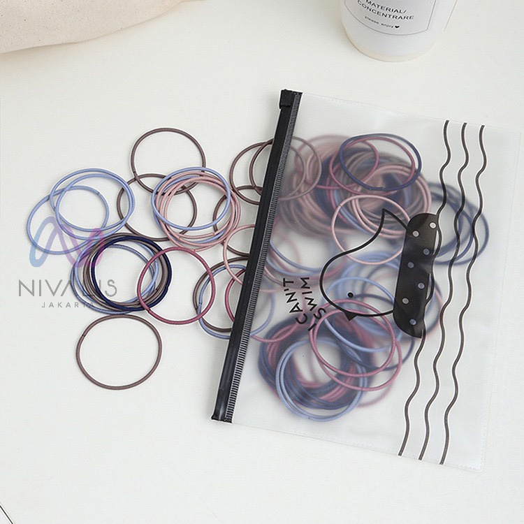 KARET IKAT RAMBUT ISI 100PCS WARNA WARNI GELANG IKAT RAMBUT / KUNCIR RAMBUT KOREA STYLE ELASTIS-3