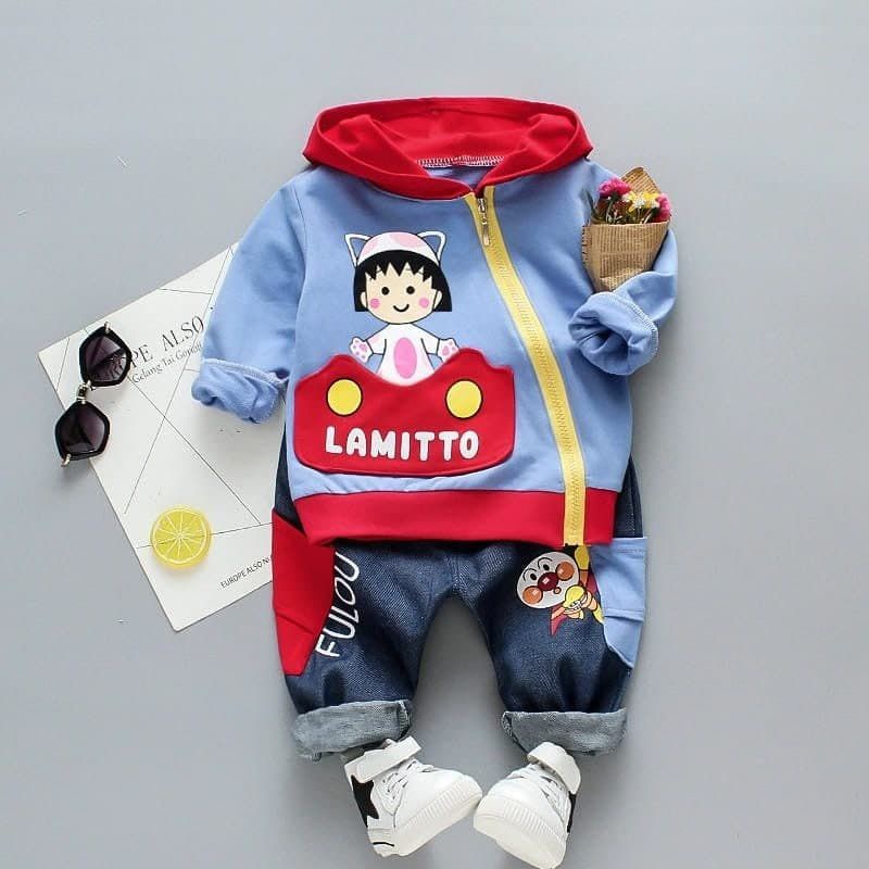 Setelan lamitto maruko zipper/Setelan anak laki -laki import