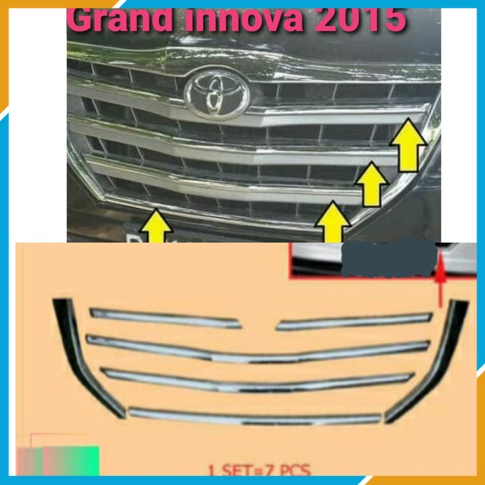 VARIASI MURAH List grille GRILL depan bumper TOYOTA GRAND INNOVA INOVA 2014-2015  ( ISI 7 pcs ) CHRO