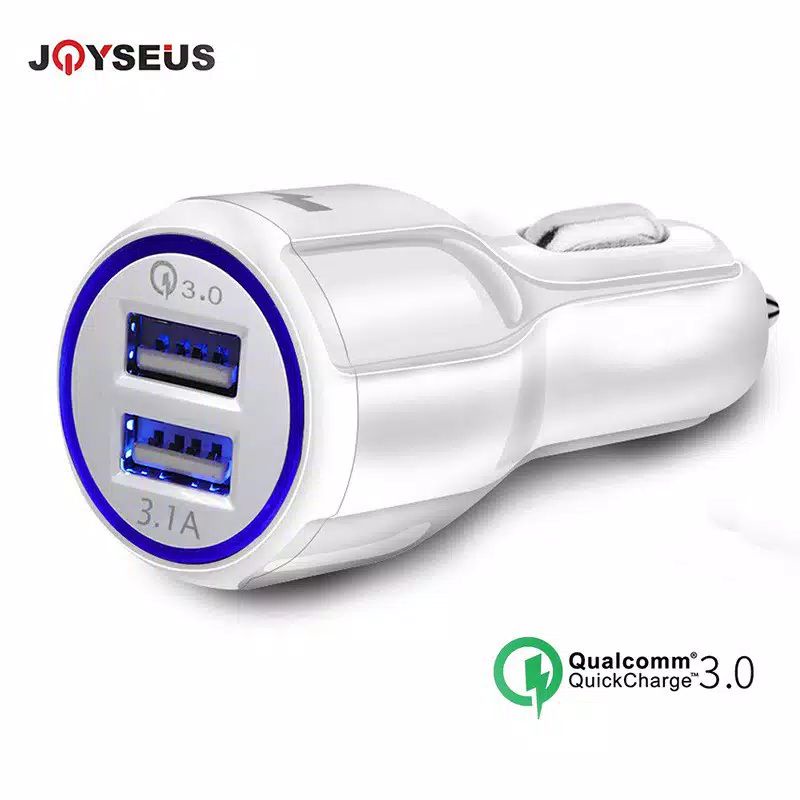 Car Charger Colokan Mobil 2 Ports QC3.0 3.1A Qualcomm Black White - JM0002 JM0001p