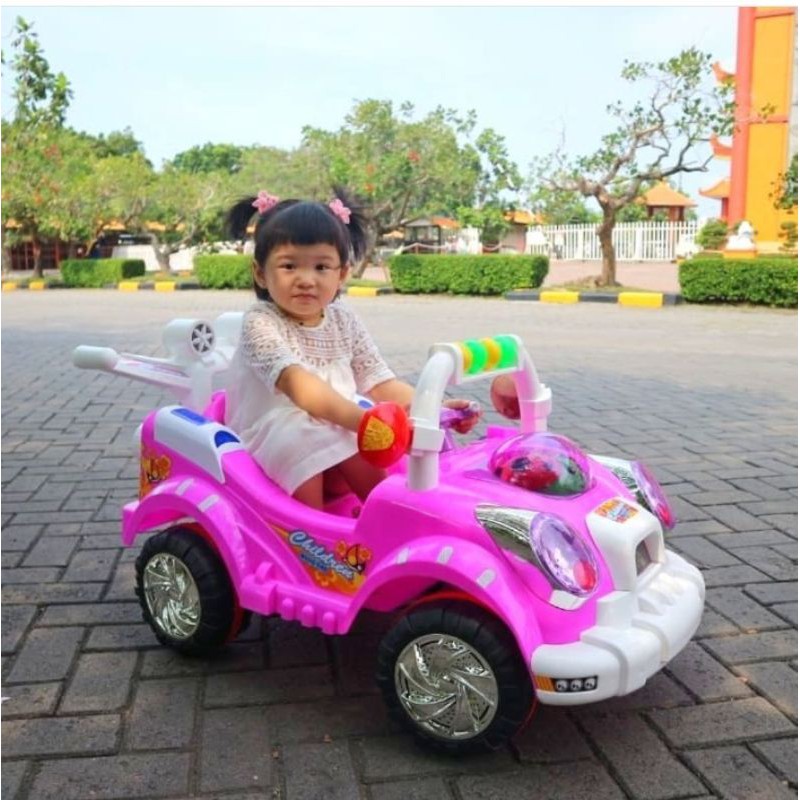 Mobil Aki Anak Cewek Pink Tinkerbell MPV 7133T