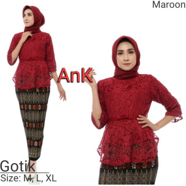 Termurah setelan kebaya brukat gotik mix rok plisket bisa bayar di tempat.