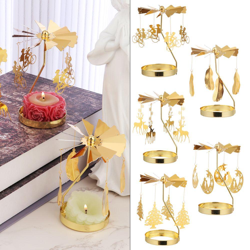 Solighter Rotating Candle Stand Xmas Aksesoris Meja Pernikahan Perlengkapan Natal Tempat Lilin