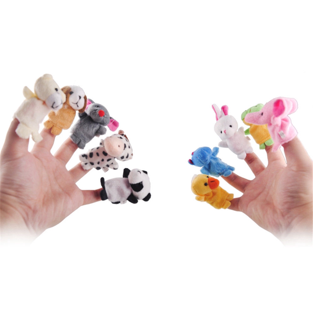 10Pcs / Pack Boneka Puppet Jari Bentuk Binatang Bahan Plush untuk Edukasi