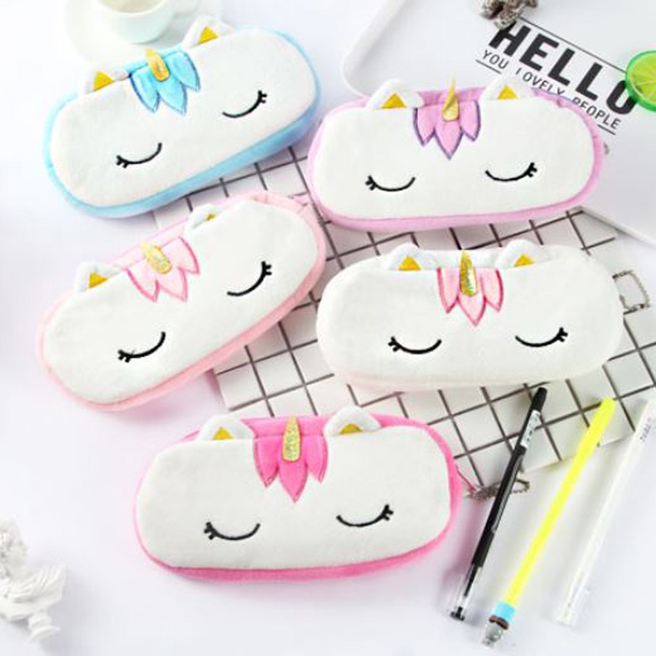 tempat pensil unicorn plush pencil case (4A3)  stp034