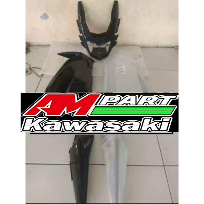 Cover body fairing sayap set ninja rr new hitam polos original kawasaki kawasaki