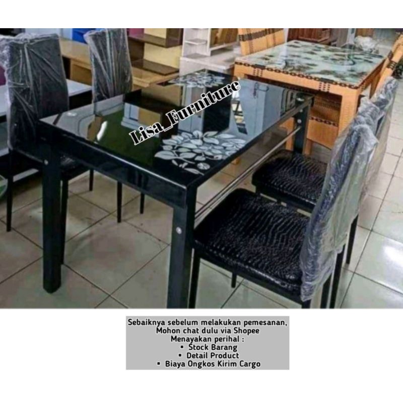 Meja Makan|Meja Makan Kaca|Meja Makan Kaca 4 Kursi|Meja Makan Kaca 6 Kursi|Meja Makan Kaca Minimalis