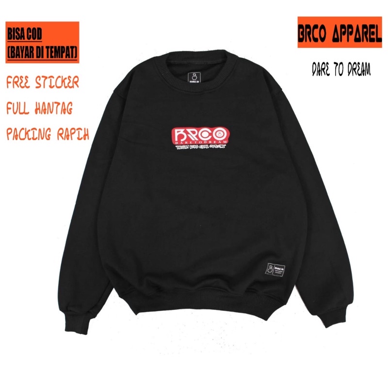 (BISA COD) BRCO Sweater Crewneck Sablon Orginal Distro