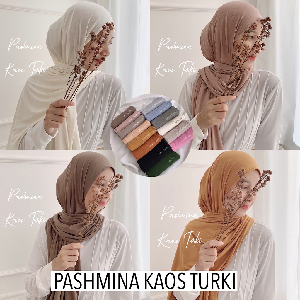 Pashmina Kaos Turki, Jahit Tepi Premium