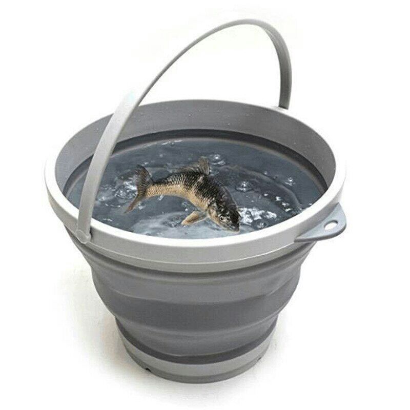 EsyPets Baskom Ember Lipat Water Bucket Foldable Collapsible 10 Liter - ST360 - Gray