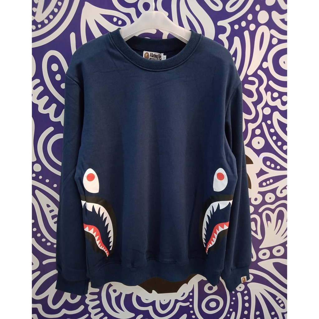 Sweater A Bathing Ape Crewneck Printed Side - Navy