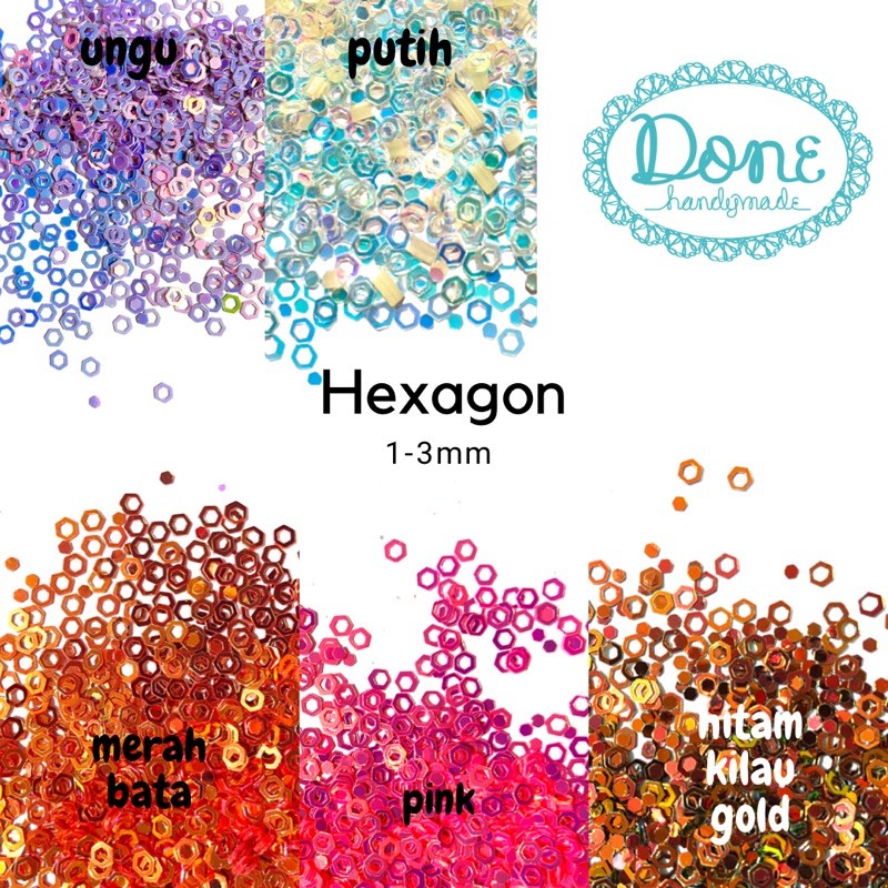 Hexagon glitter nail art slime craft scrapbook