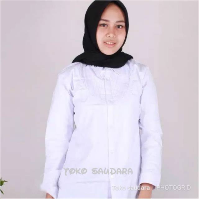 Kemeja putih polos rempel dada