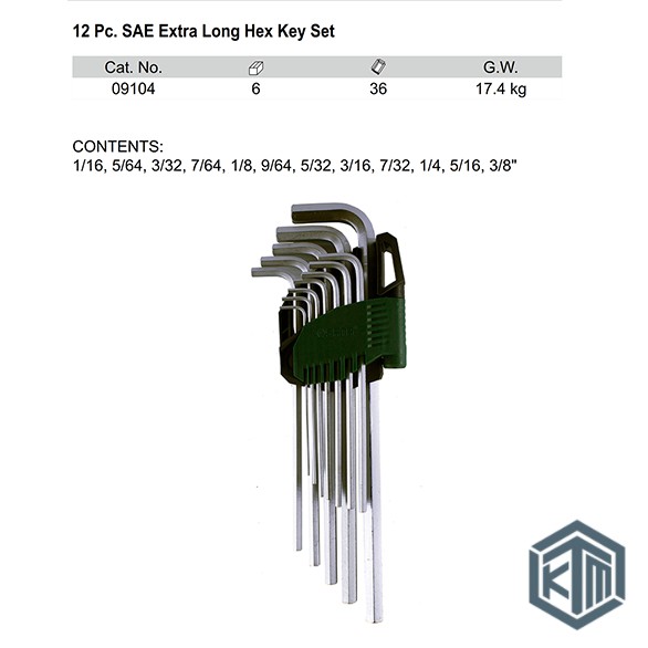 Kunci L Set 12 pcs Extra Long Point 09104 (SAE) Sata Tools