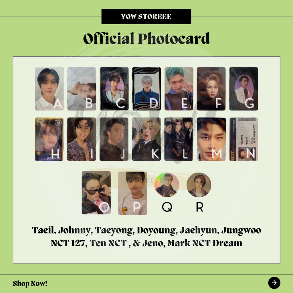 [NCT] Photocard Official - Jaehyun Jungwoo Jeno Mark Johnny Jaemin Lucas Ten Taeyong Doyoung YB Regu