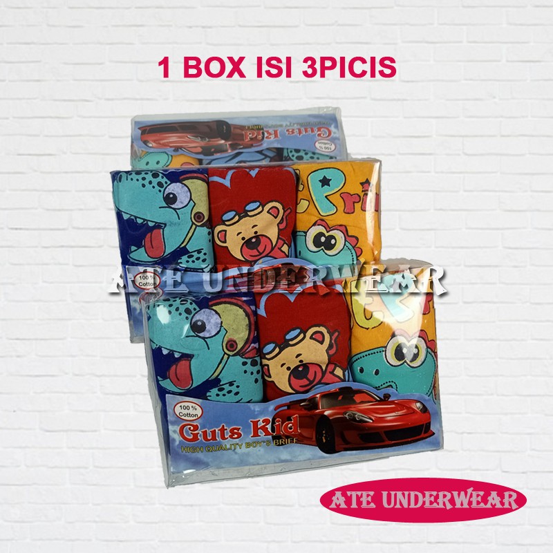 AT12-Isi 3picis Celana dalam anak cowo Guts Kid warna warni