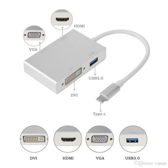 Kabel 4in1 USB Type C To VGA DVI USB 3.0 HDTV