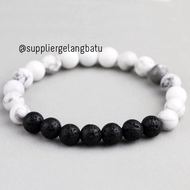 gelang batu lava stone white phyrus diffuser essential oil natural