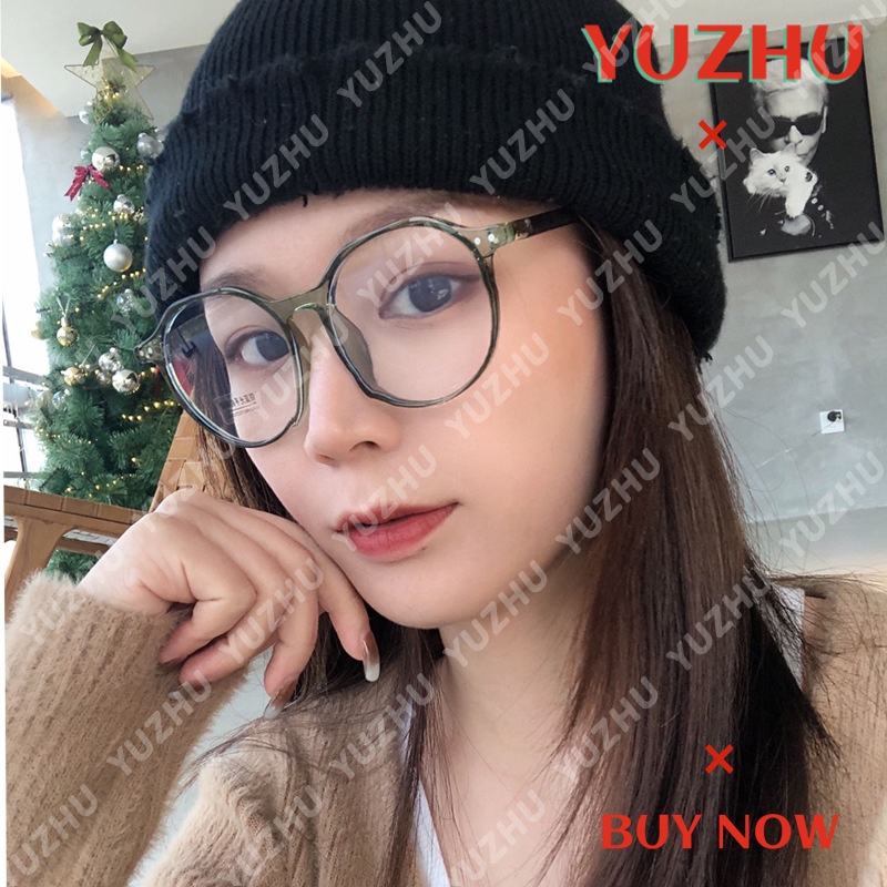 (YUZHU) Tr90 Kacamata Fashion Gaya Retro Korea Frame Bulat Bahan Metal Untuk Wanita