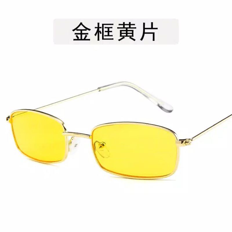 KACAMATA SUNGLASSES KOTAK KECIL PRIA WANITA -KUNING+box