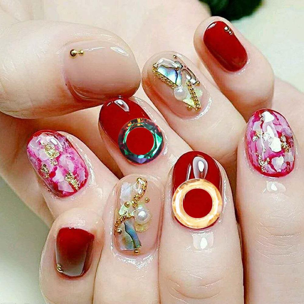 Mxbeauty Cincin Malaikat Kristal Perhiasan Warna-Warni Aurora Manikur Berlian DIY Nail Art Aksesoris