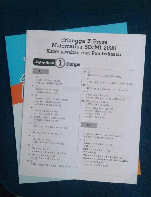 Erlangga X Press Usbn Sd Mi 2020 Matematika Kunci Jawaban Shopee Indonesia