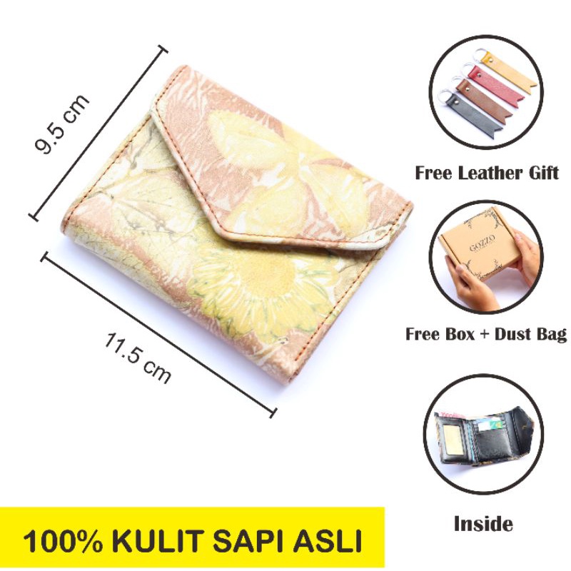 DOMPET WANITA KULIT SAPI ASLI ENVY BANYAK SLOT MODEL SIMPEL / GRATIS GRAVIR NAMA-ECOPRINT NATURAL