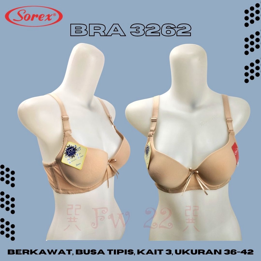Bra Sorex 3262 Bra Wanita Berkawat dengan Busa Tipis dan Berpori Ukuran 36 - 42