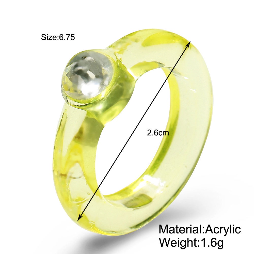 Needway  Gifts Rings 2021 New Style Joint Ring Finger Ring Cute Lovely Acrylic Resin Candy Color Women Girls Diamond Rhinestone Fashion Jewelry
