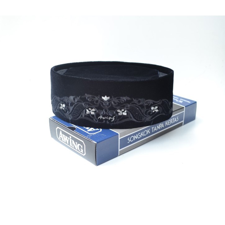 Awing Kopiah Peci Bordir Ananta Hitam Songkok Original