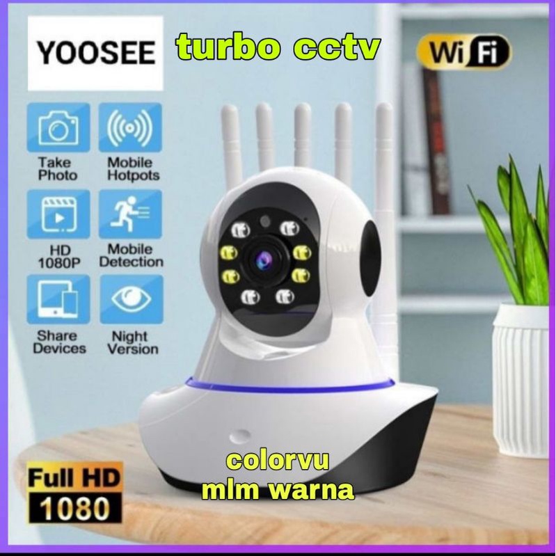 (NEW) Cctv Ip Camera Wifi Wireless Yoosee Baby Cam 5 Antena 1080P Home