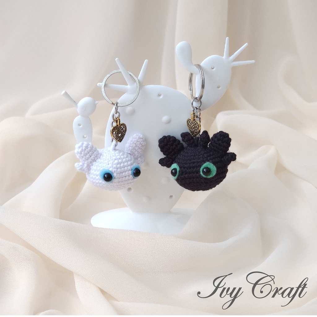 Amigurumi Night Fury Light Fury Keychain