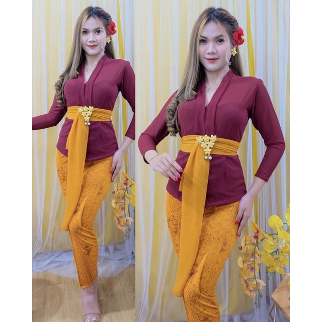 Kebaya bali kartini moscref lengan panjang/kebaya Kartini lengan panjang set sepaket ini