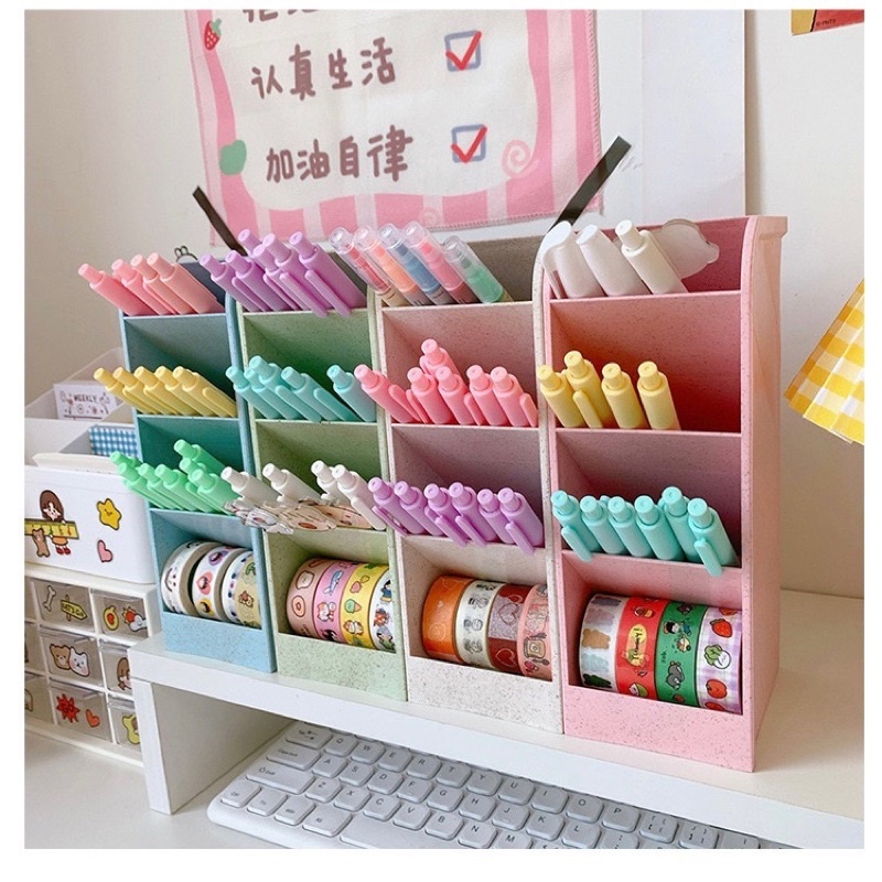 KENSHO Desk Set Tingkat Pastel Large / Pen Holder /Tempat Alat Tulis / Rak / Storage Organizer Import