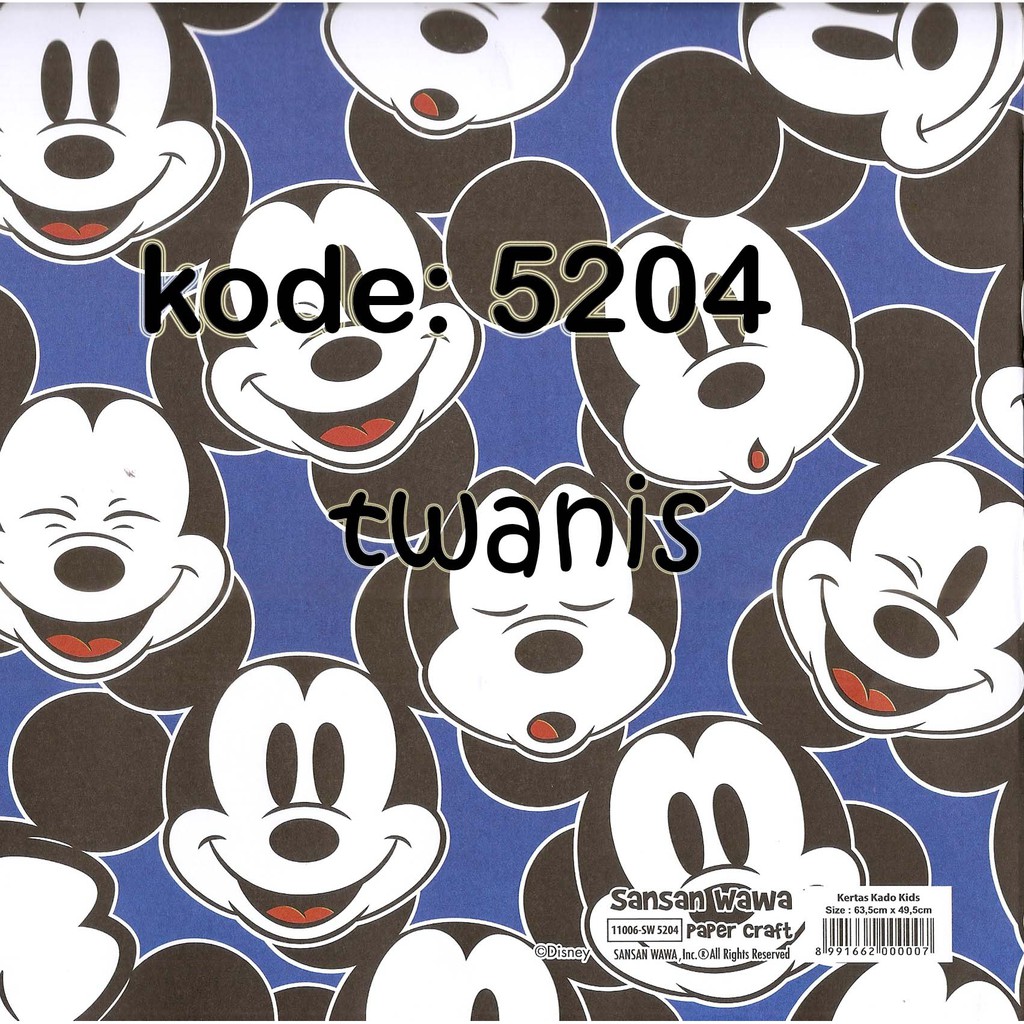 

KERTAS KADO DISNEY MICKEY MOUSE SANWA KODE 5204 ISI 30 LEMBAR