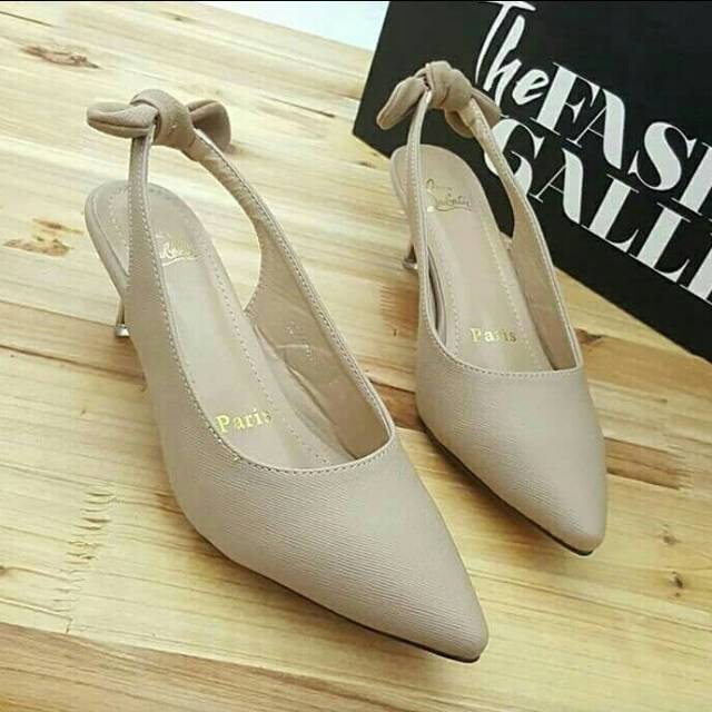 (COD) High heels cantik pd297 cream (realpict geser)