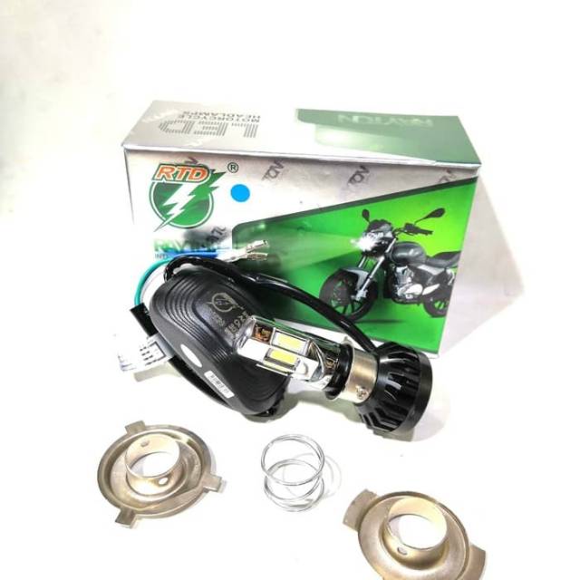 Bohlam Lampu Led utama motor 6 sisi biru plus kipas RTD