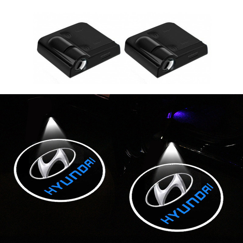 2pcs Lampu Led Proyektor Logo Welcome Untuk Pintu Mobil Hyundai Getz Accent Atoz I20 Avega Trajet H1