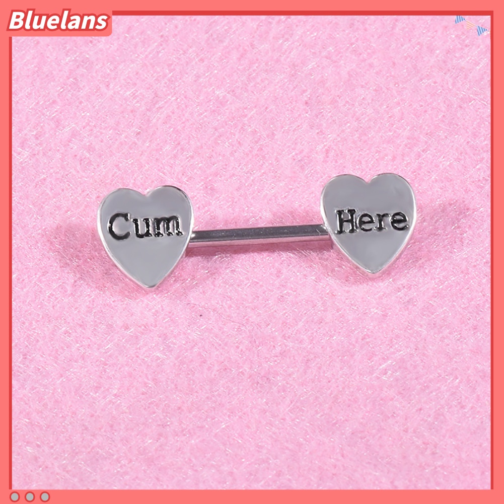 Bluelans 1Pc Cum Here Letter Heart Nipple Ring Lady Stainless Steel Body Piercing Jewelry