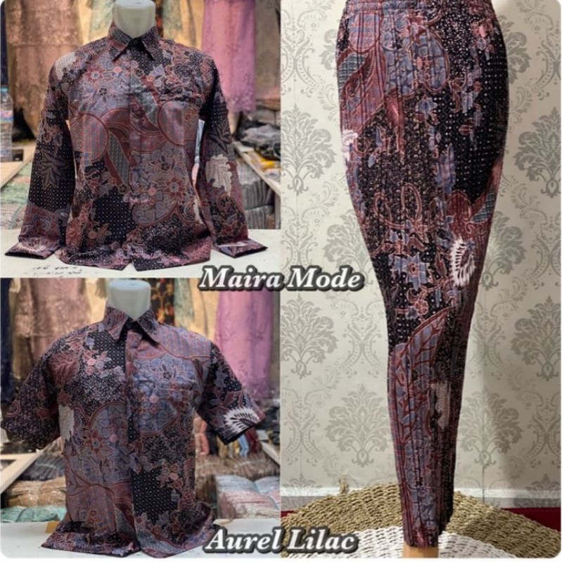 Permata Olshop / Couple Batik Modern / Couple Baju Lamaran / Baju Kondangan Serimpit Rok dan Kemeja Batik