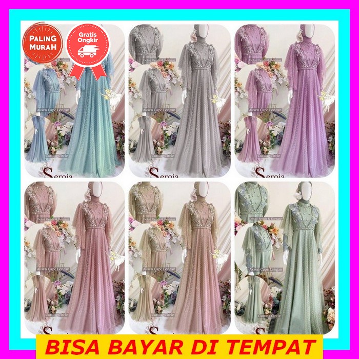 Nurma New Series Maxy Dress Tile Brokat Import Mix Mutiara Full Furing Mudra M32 Dress Seroja Bahan 