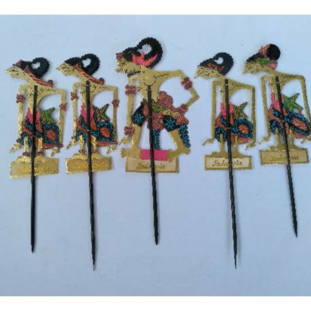 (BISA COD) SOUVENIR MINIATUR WAYANG KULIT PANDAWA LIMA MINI SUNDUK 10x5 cm - BOOKMARK KULIT SAPI