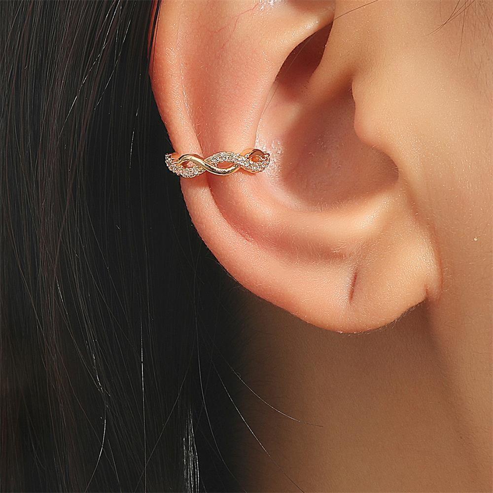 Preva CZ Cuff Earrings Wanita Pesta Tanpa Tindik Anting Tanpa Tindik