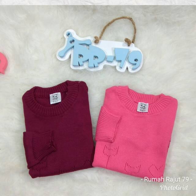 Sweater rajut anak pointel flower