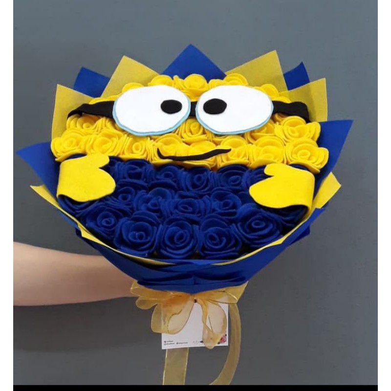 Buket bunga karakter minions keropi Doraemon hello Kitty kuda poni